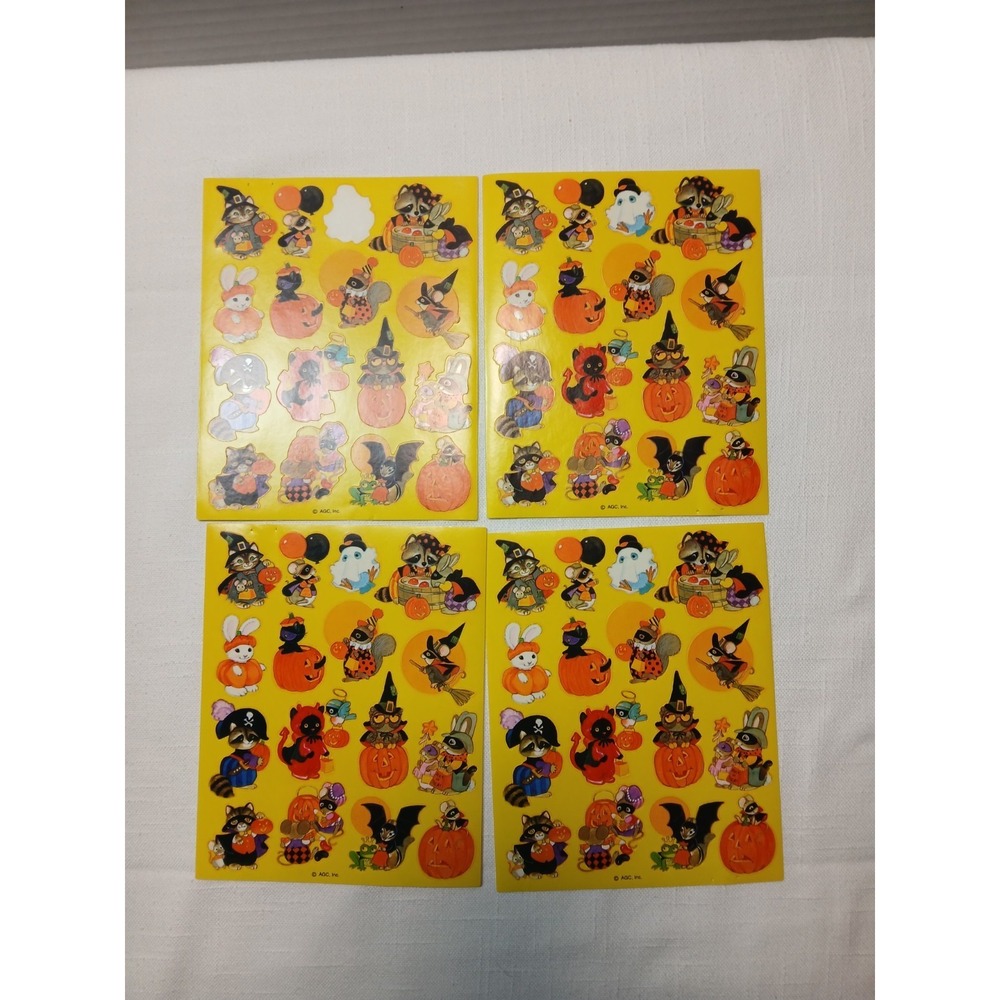 American Greetings Vintage Stickers 4 Sheet Halloween Cute Animals Critters